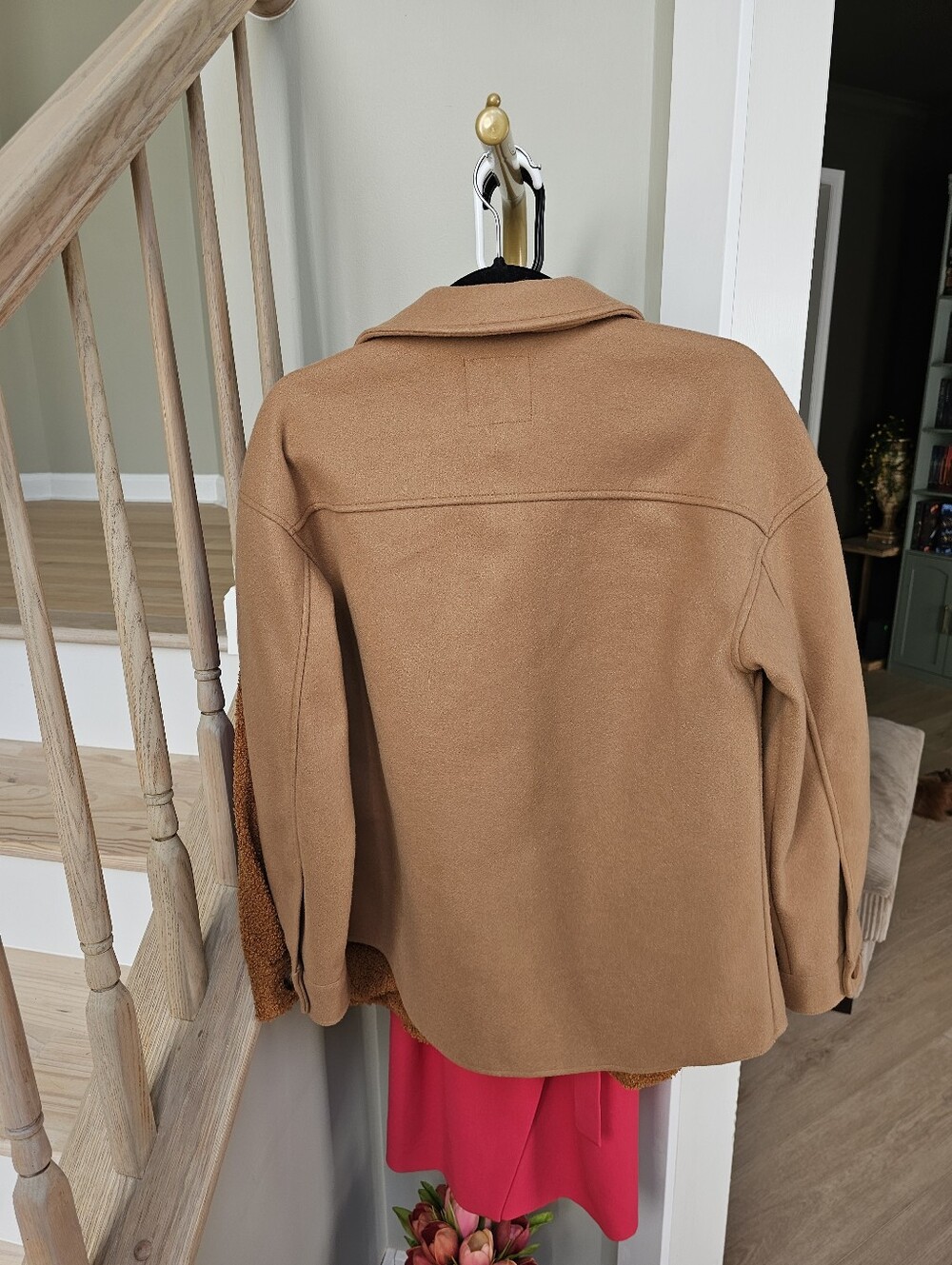 AVEC LES FILLES Anthropologie Felted Shirt Shacket Jacket Cognac Women's XS - Picture 8 of 9